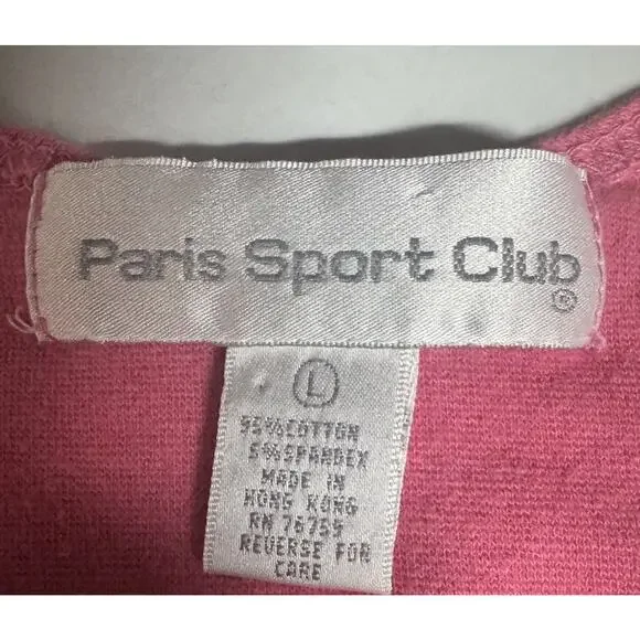 Vtg Paris Sport Club Womens L Pink Tank Indie Sleaze Soft Grunge Urban Minimal - Picture 6 of 7